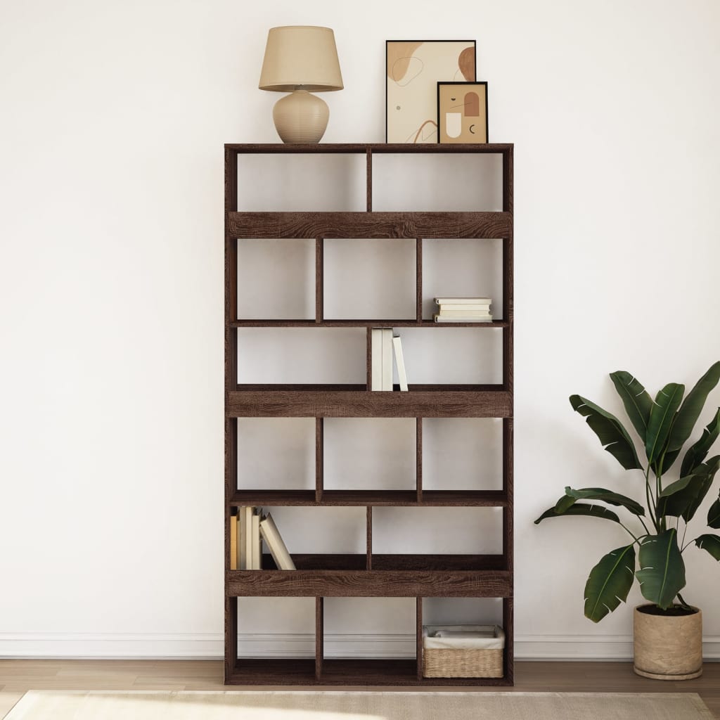 Bookcase, brown oak, 100x33x187.5 cm, processed wood