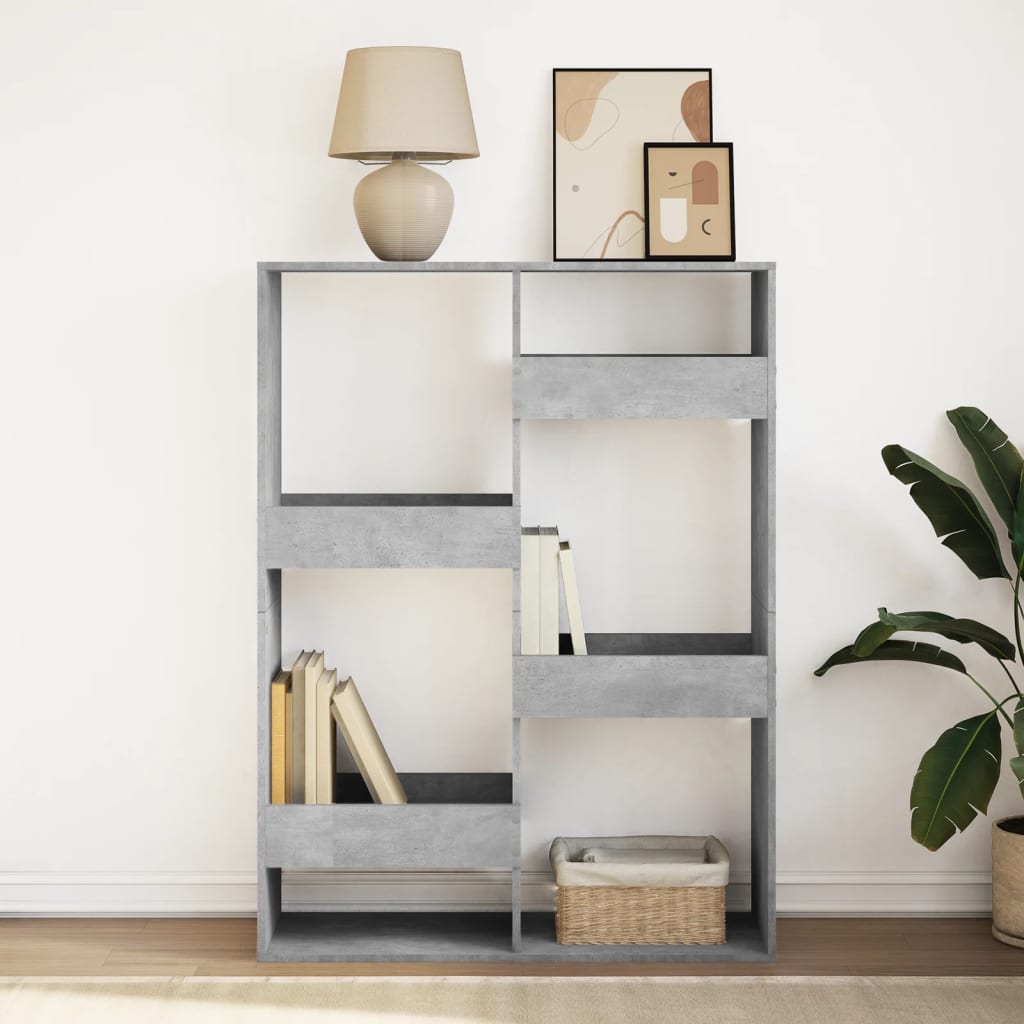 Bookcase, concrete gray, 100x33x135 cm, processed wood