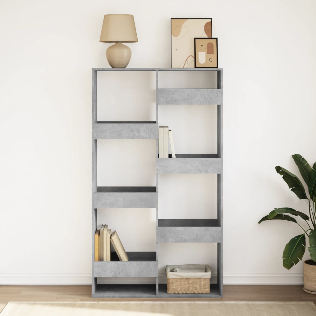 Bookcase, concrete gray, 100x33x175 cm, processed wood