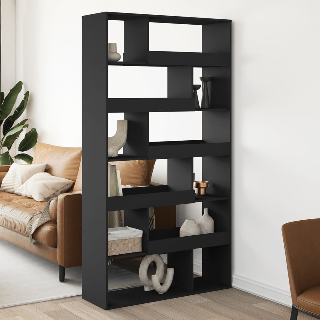 Room divider, black, 100x33x187.5 cm, processed wood