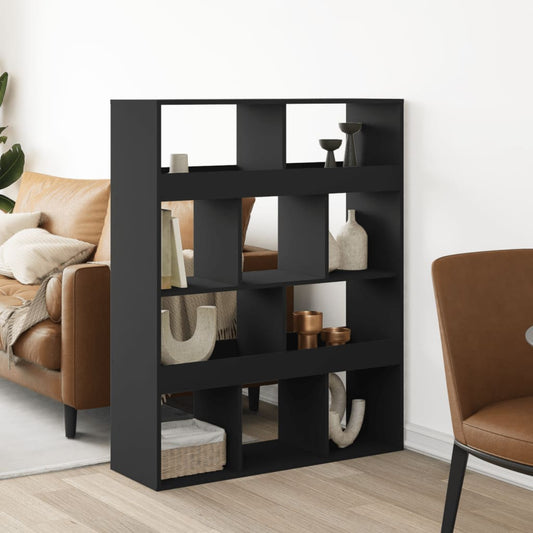 Room divider, black, 100x33x125.5 cm, processed wood