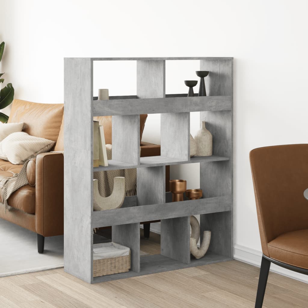 Room divider, concrete grey, 100x33x125.5 cm, engineered wood