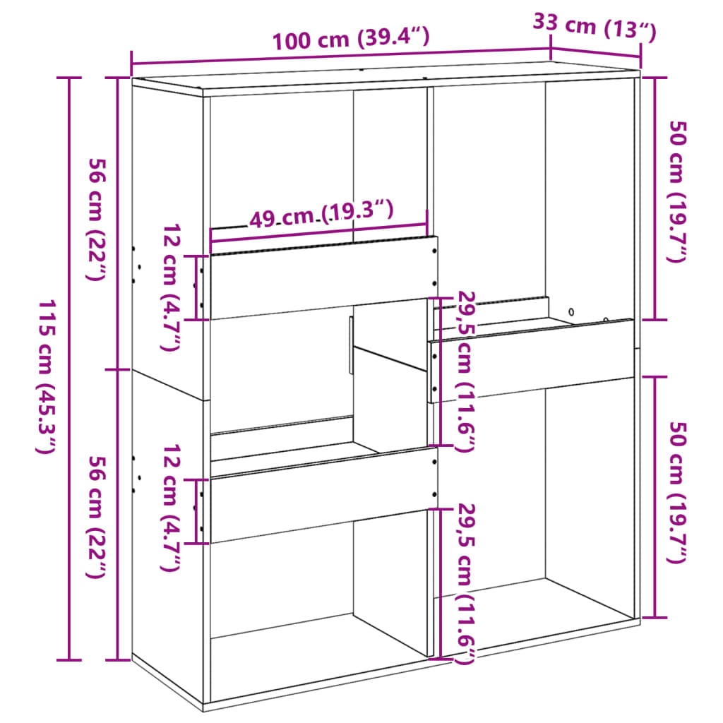 Room divider, white, 100x33x115 cm, processed wood