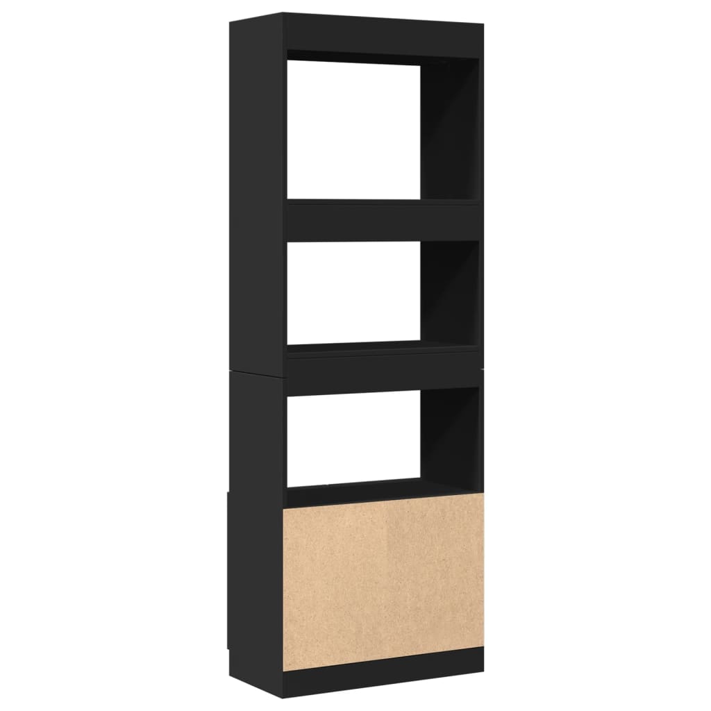 Tall cabinet, black, 63x33x180 cm, processed wood