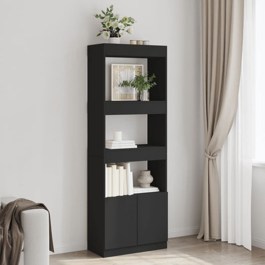 Tall cabinet, black, 63x33x180 cm, processed wood