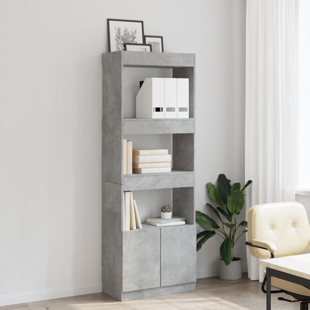 Tall cabinet, concrete grey, 63x33x180 cm, engineered wood