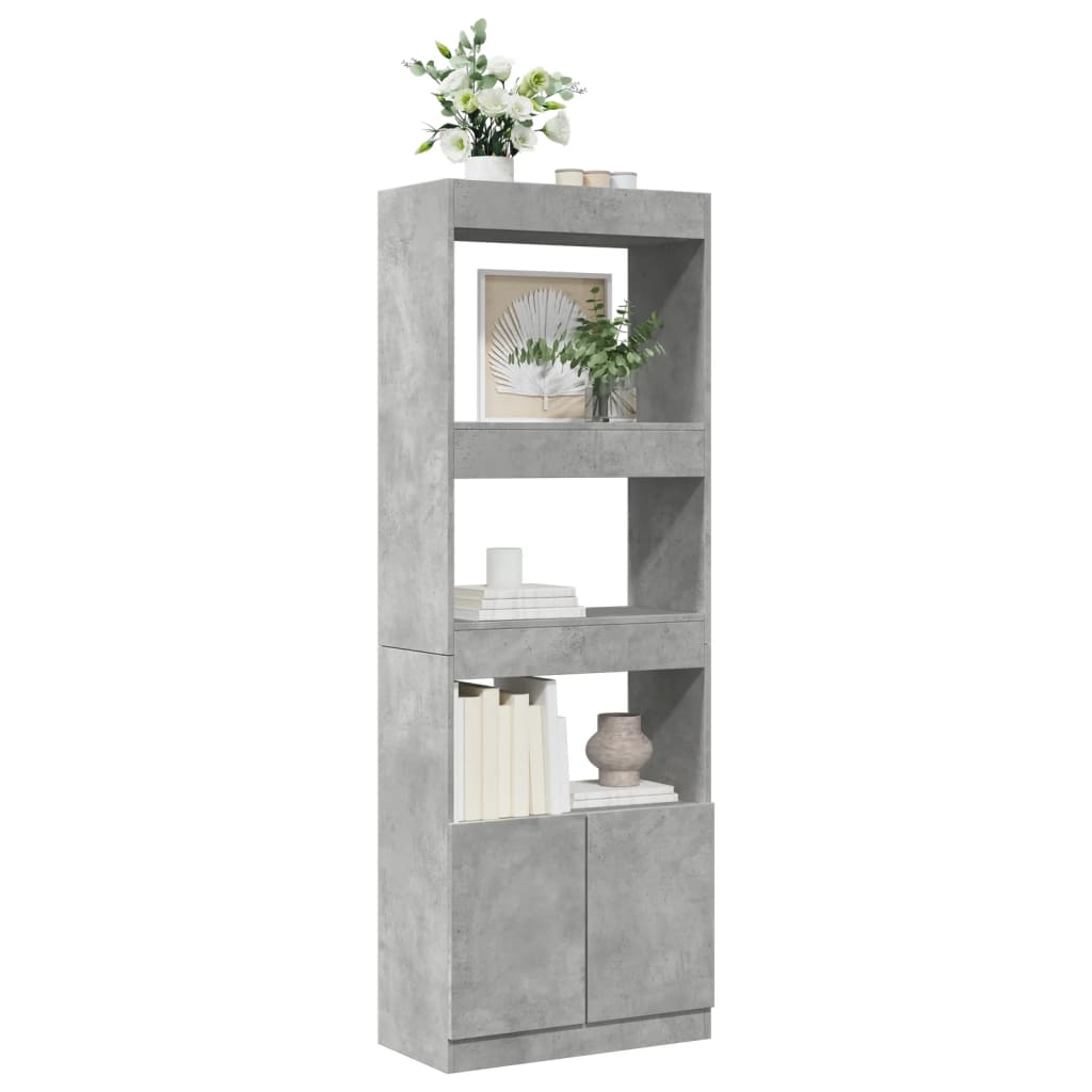 Tall cabinet, concrete grey, 63x33x180 cm, engineered wood