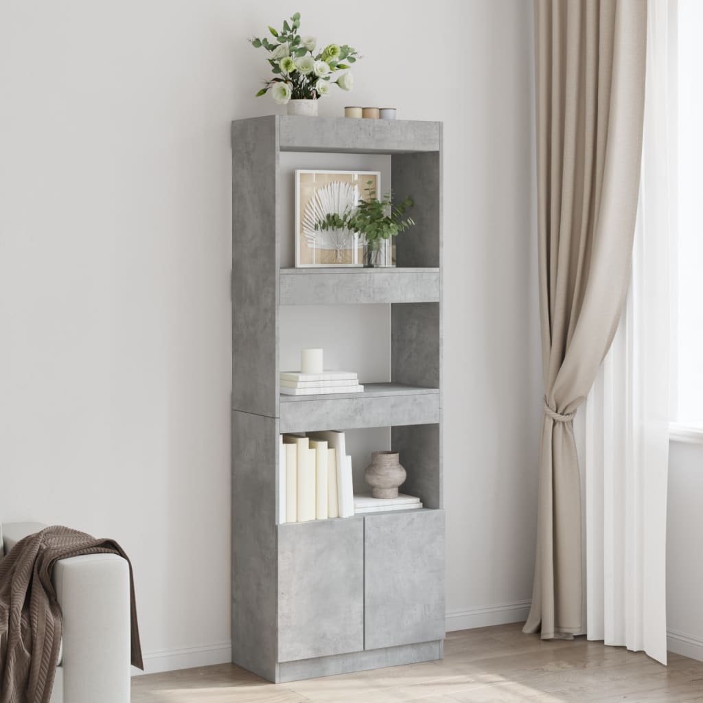 Tall cabinet, concrete grey, 63x33x180 cm, engineered wood