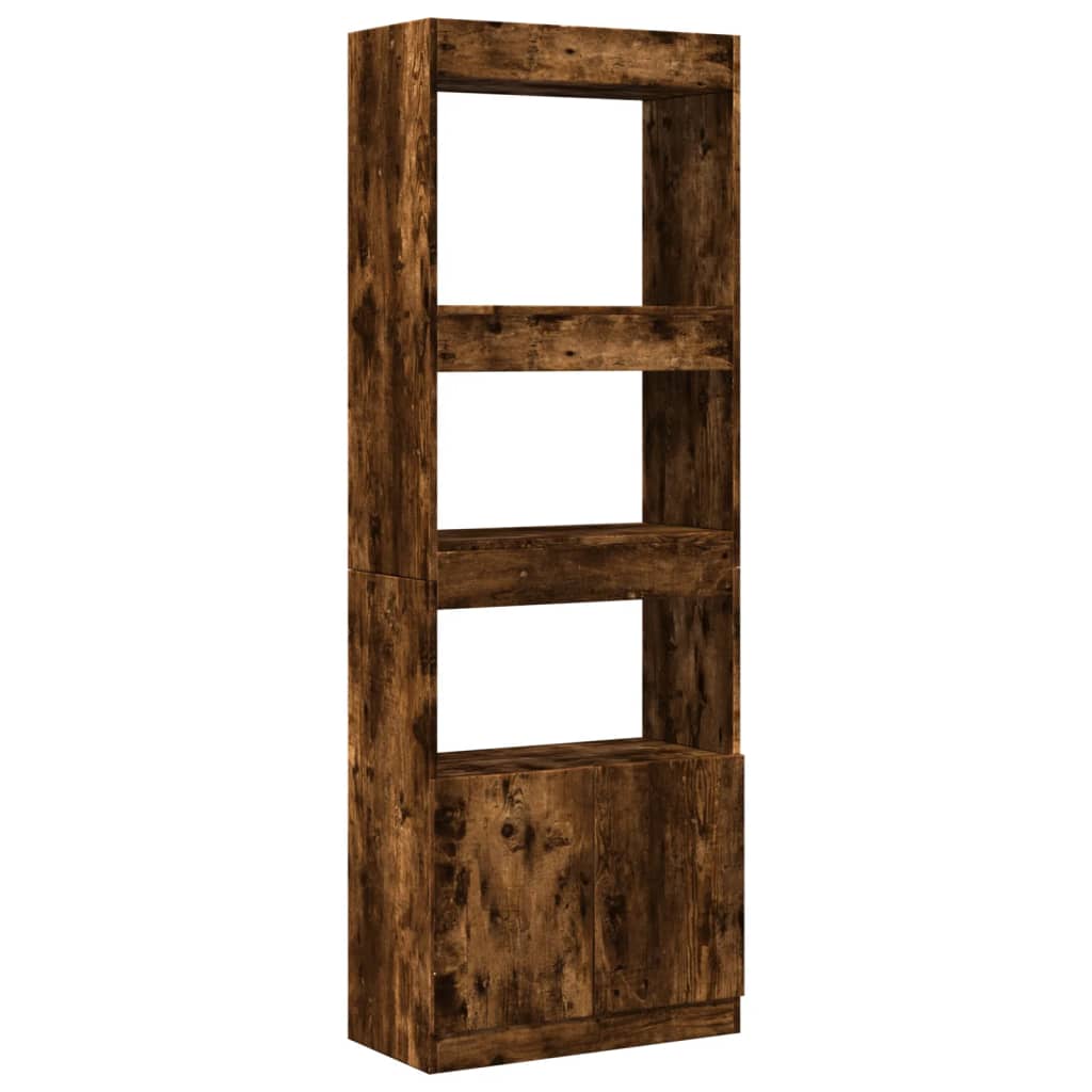 Tall cabinet, smoky oak, 63x33x180 cm, engineered wood