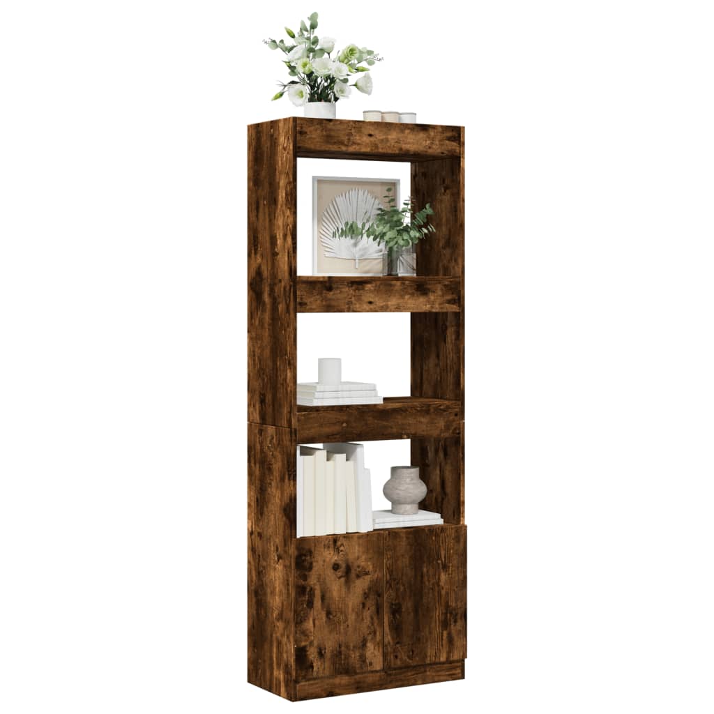 Tall cabinet, smoky oak, 63x33x180 cm, engineered wood