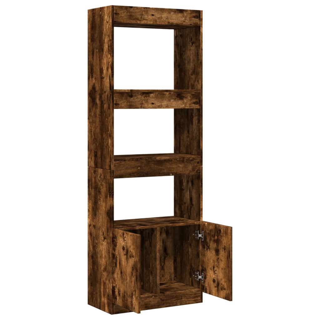 Tall cabinet, smoky oak, 63x33x180 cm, engineered wood