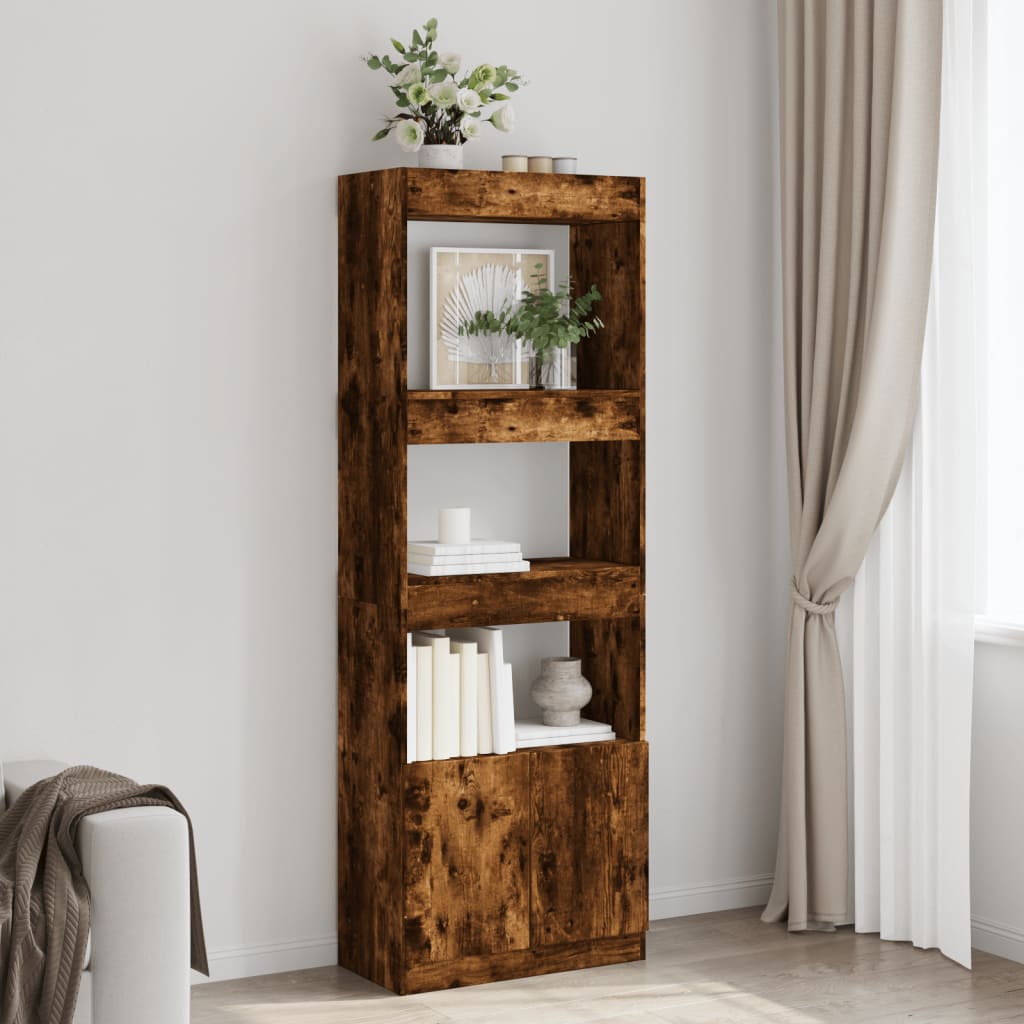 Tall cabinet, smoky oak, 63x33x180 cm, engineered wood