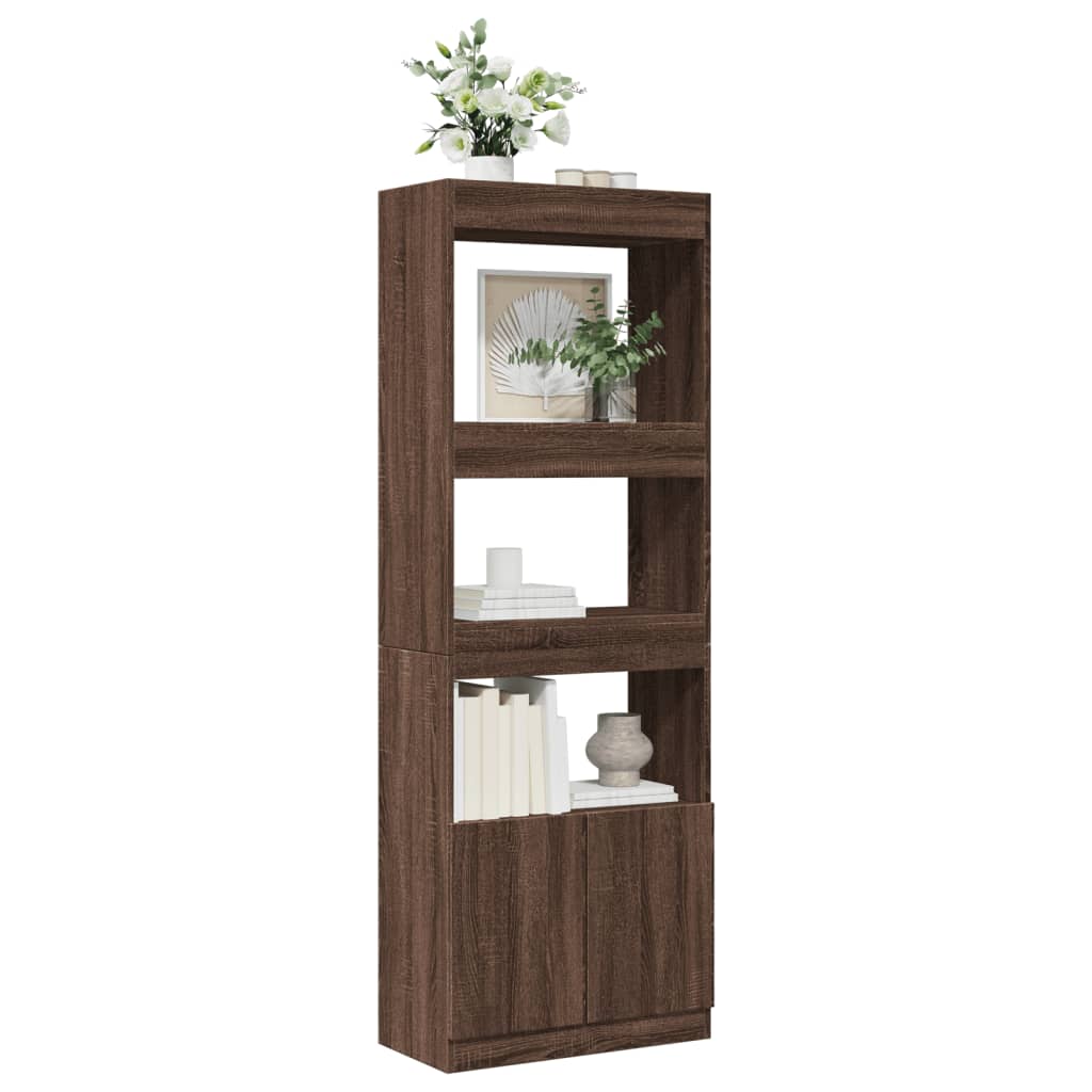 Tall cabinet, brown oak, 63x33x180 cm, processed wood