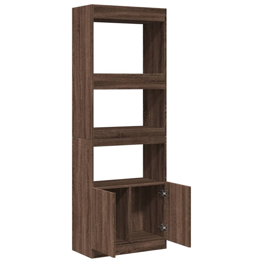 Tall cabinet, brown oak, 63x33x180 cm, processed wood