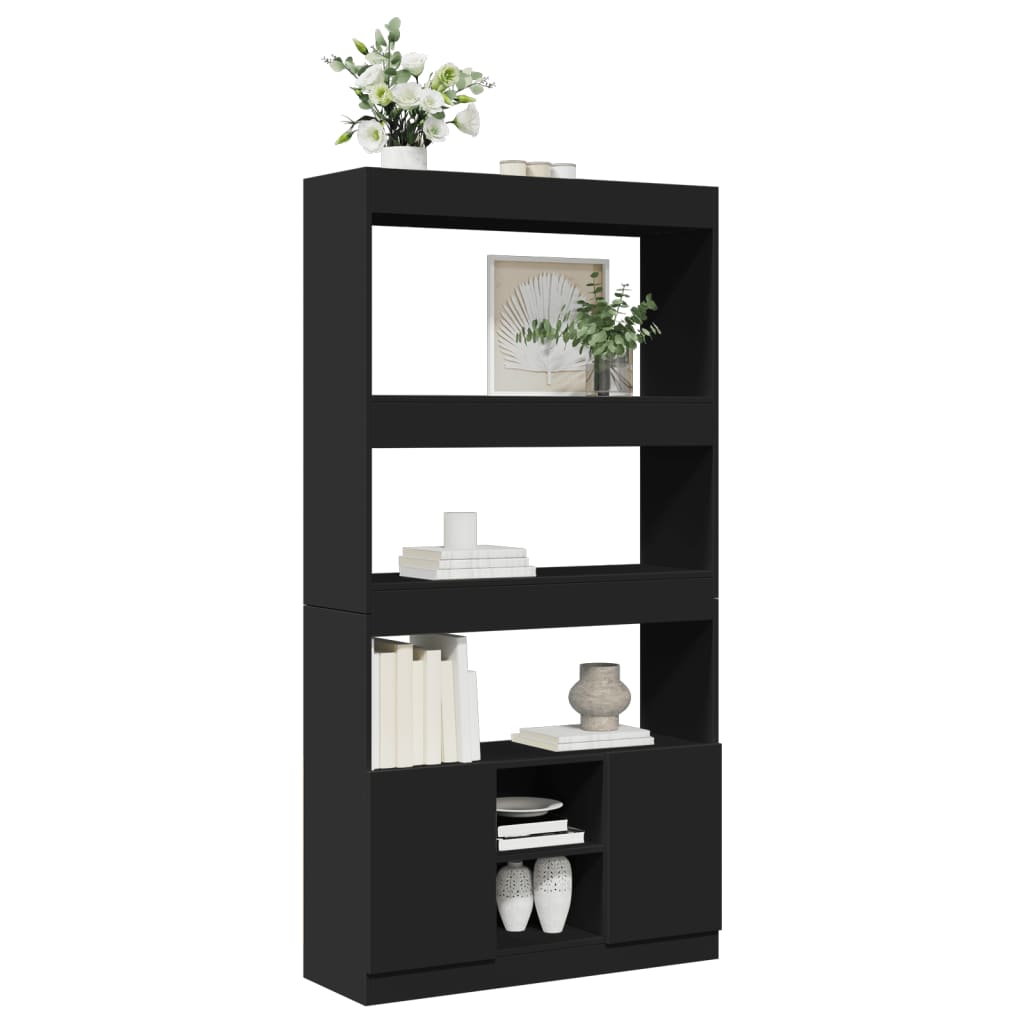 Tall cabinet, black, 92x33x180 cm, processed wood