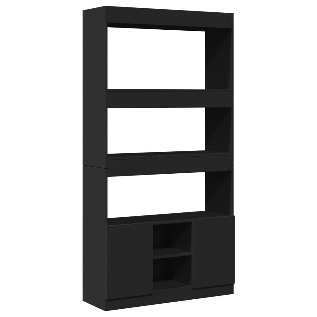 Tall cabinet, black, 92x33x180 cm, processed wood