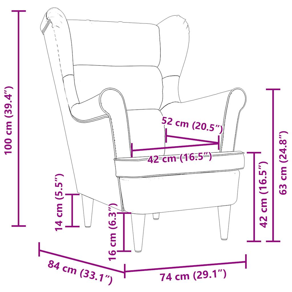 Armchair, dark grey, 74x84x100 cm, textile