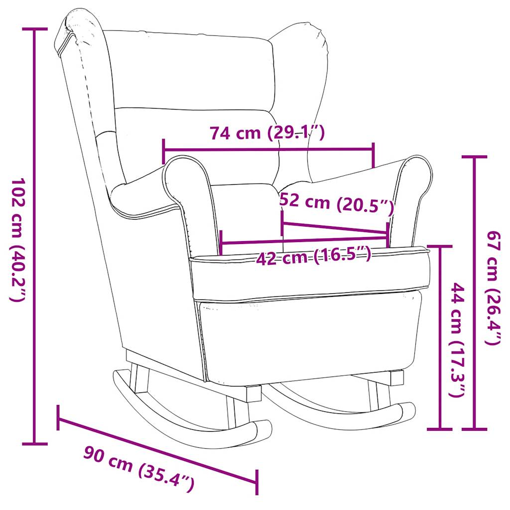 Rocking chair, black, 74x90x102 cm, textile