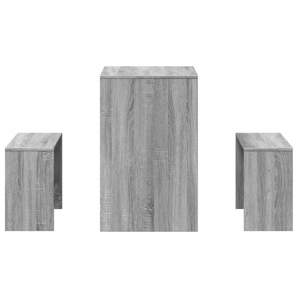 3-piece kitchen table and bench set, sonoma gray, engineered wood