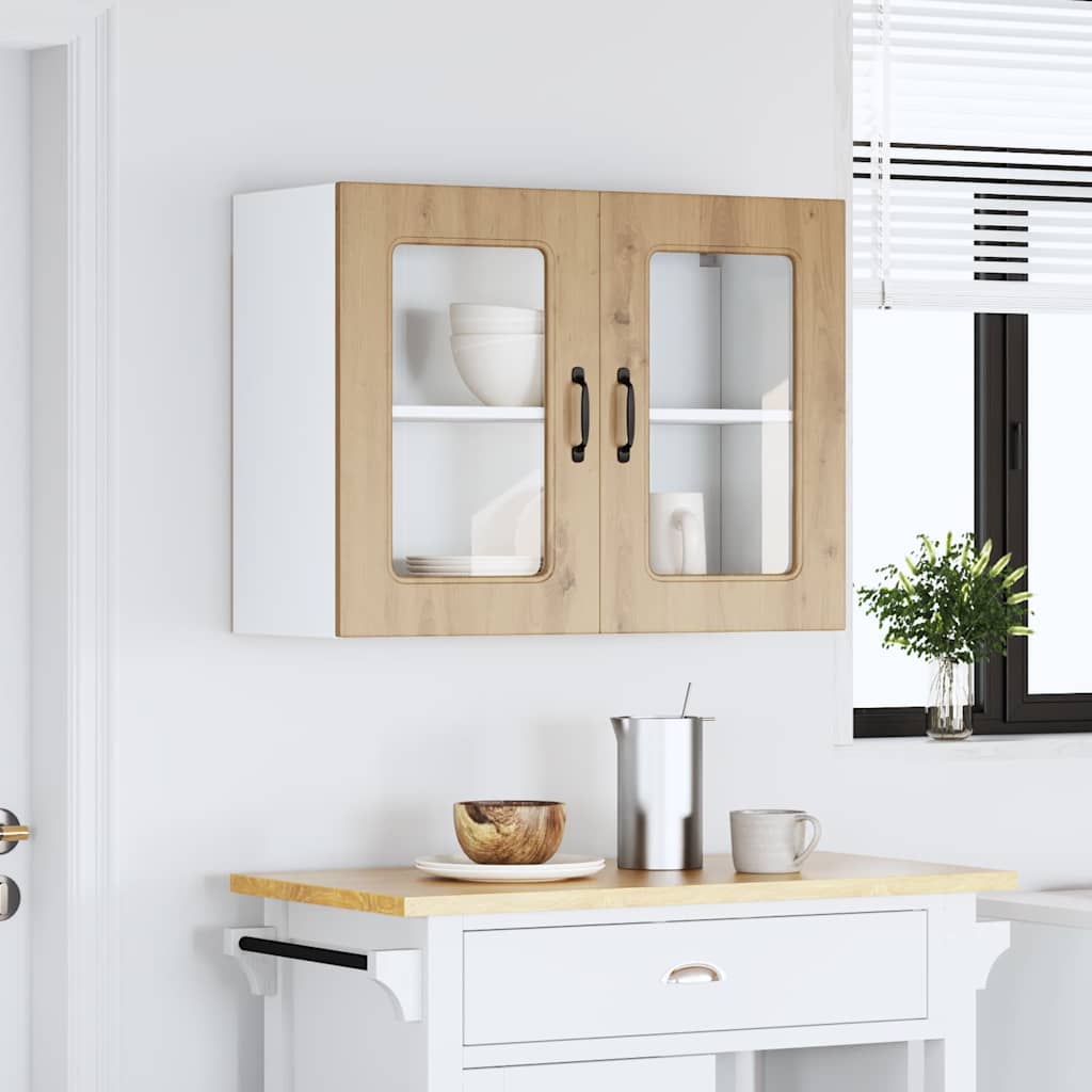 Kitchen cabinet with glass door Kalmar artificial oak wood