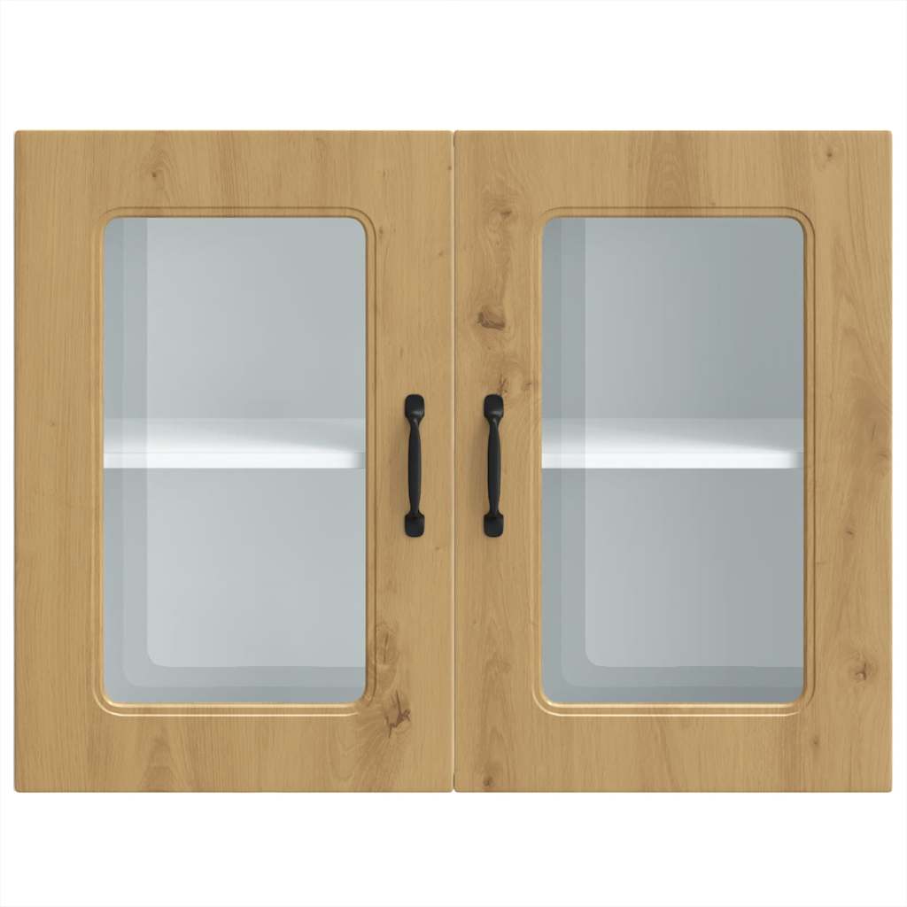 Kitchen cabinet with glass door Kalmar artificial oak wood