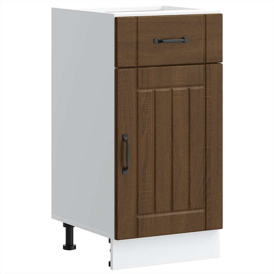 "Lucca" kitchen base cabinet in brown oak