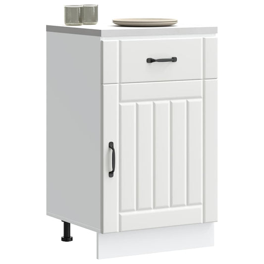 "Lucca" White Engineered Wood Kitchen Base Cabinet