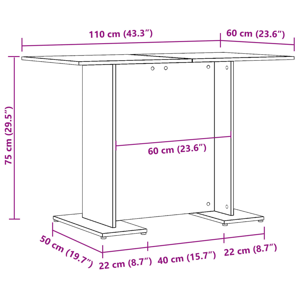 Kitchen table, old wood, 110x60x75 cm, processed wood