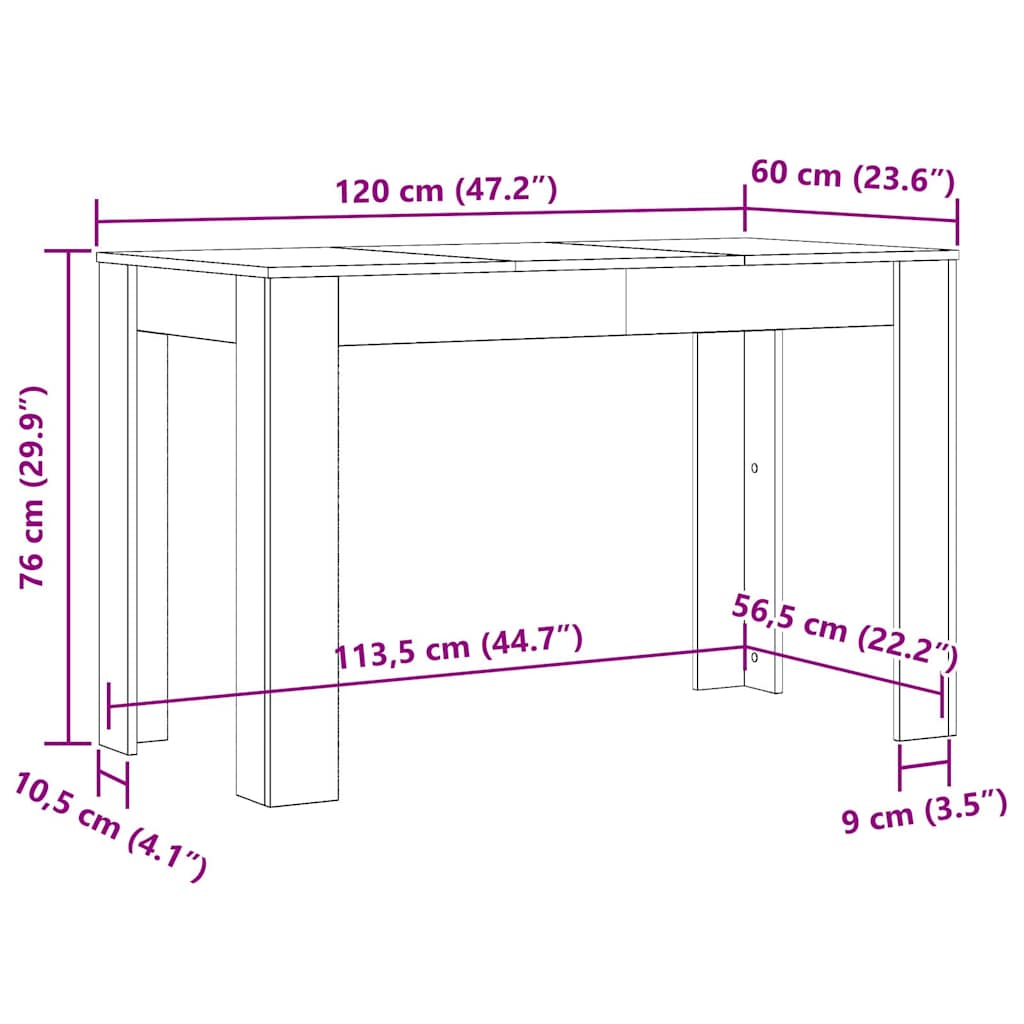 Kitchen table, old wood, 120 x 60 x 76 cm, chipboard