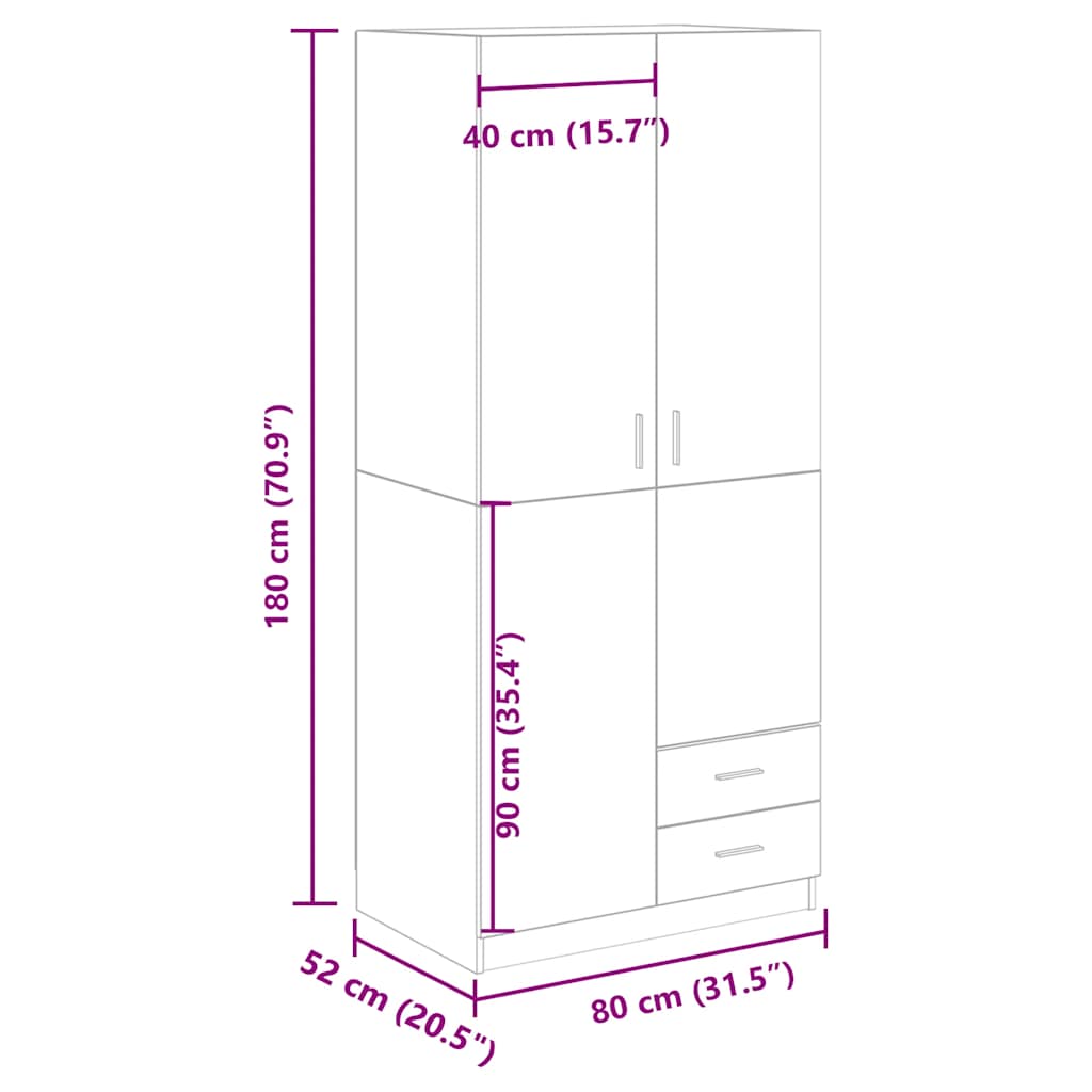 Wardrobe, Old wood, 80x52x180 cm, processed wood