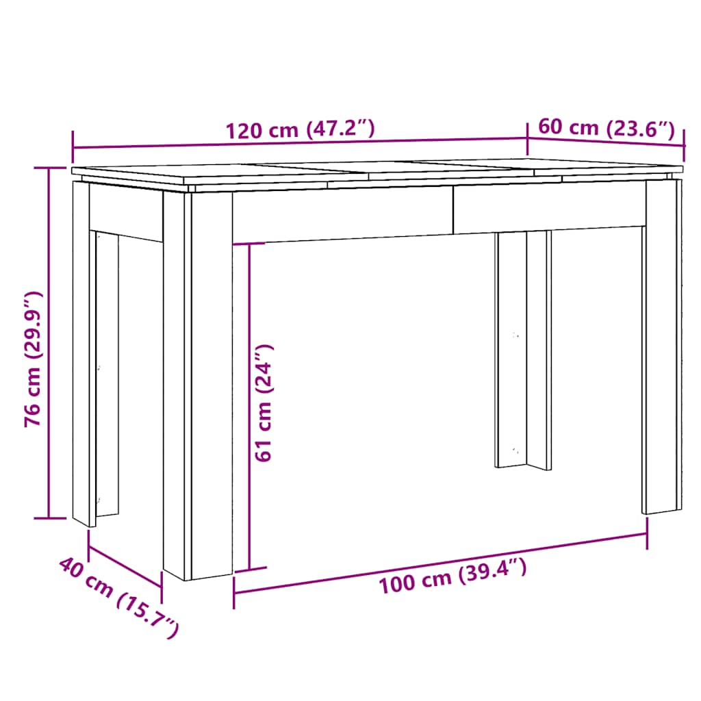 Kitchen table, old wood, 120 x 60 x 76 cm, chipboard