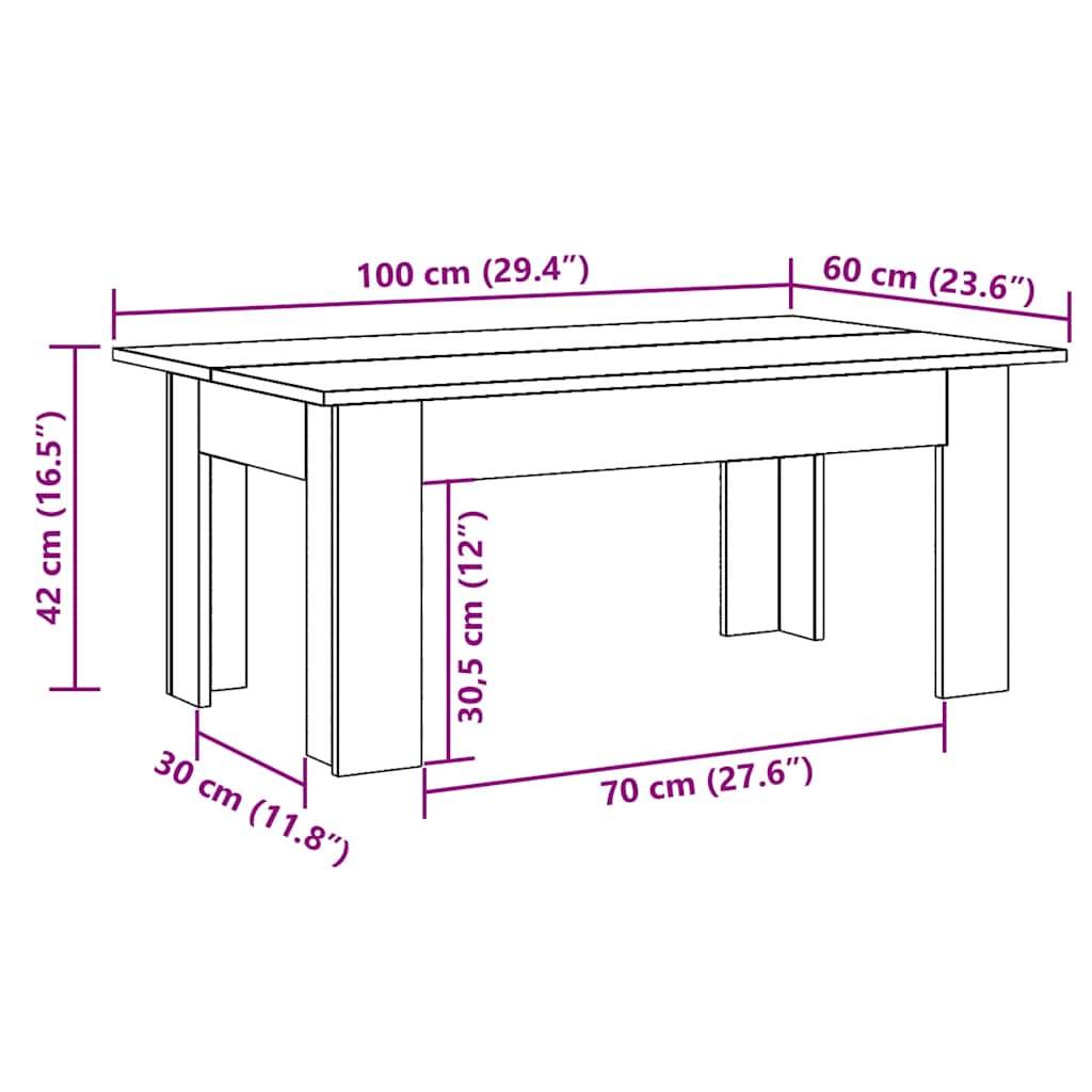 Coffee table, Old wood, 100 x 60 x 42 cm, Chipboard