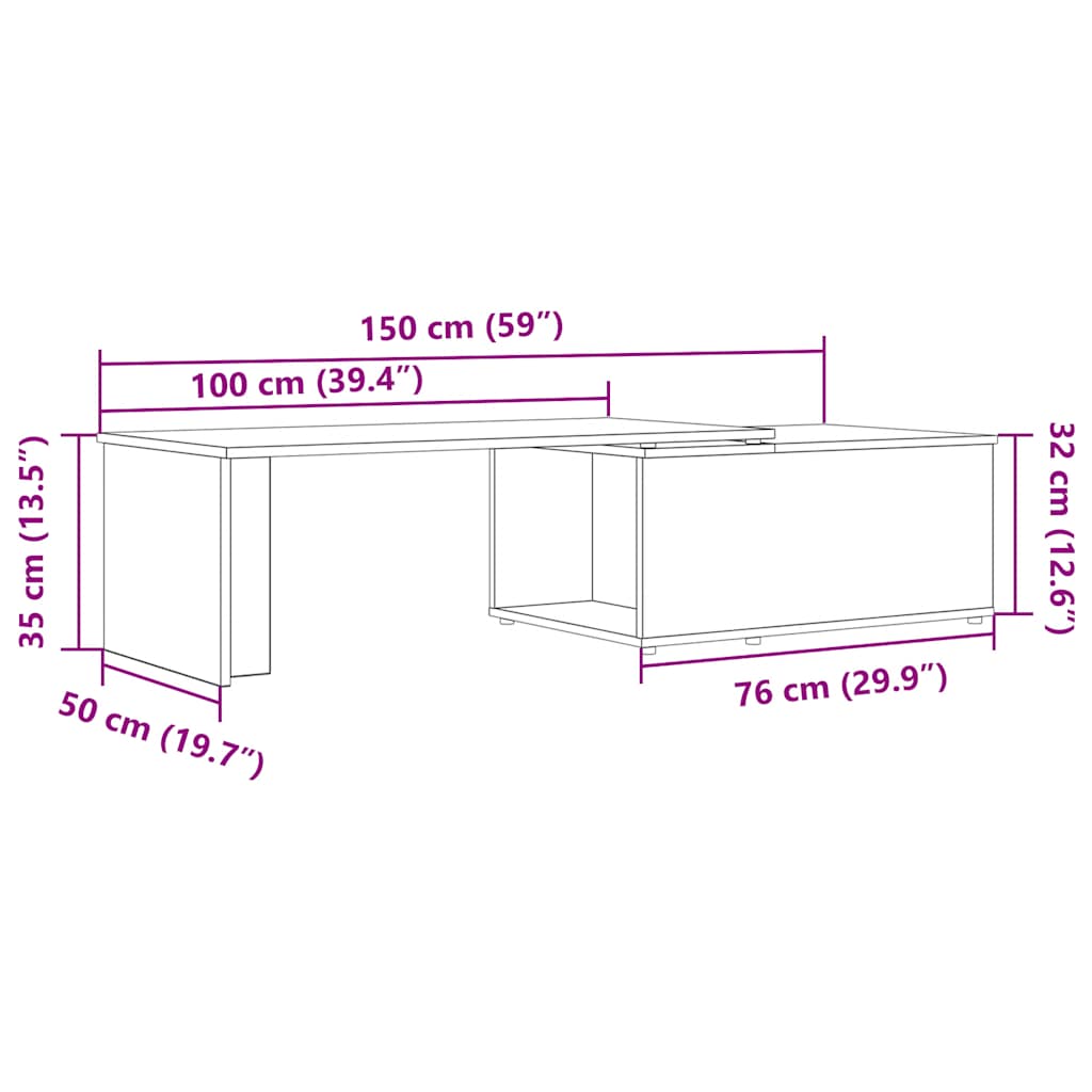 Coffee table, old wood, 150 x 50 x 35 cm, chipboard