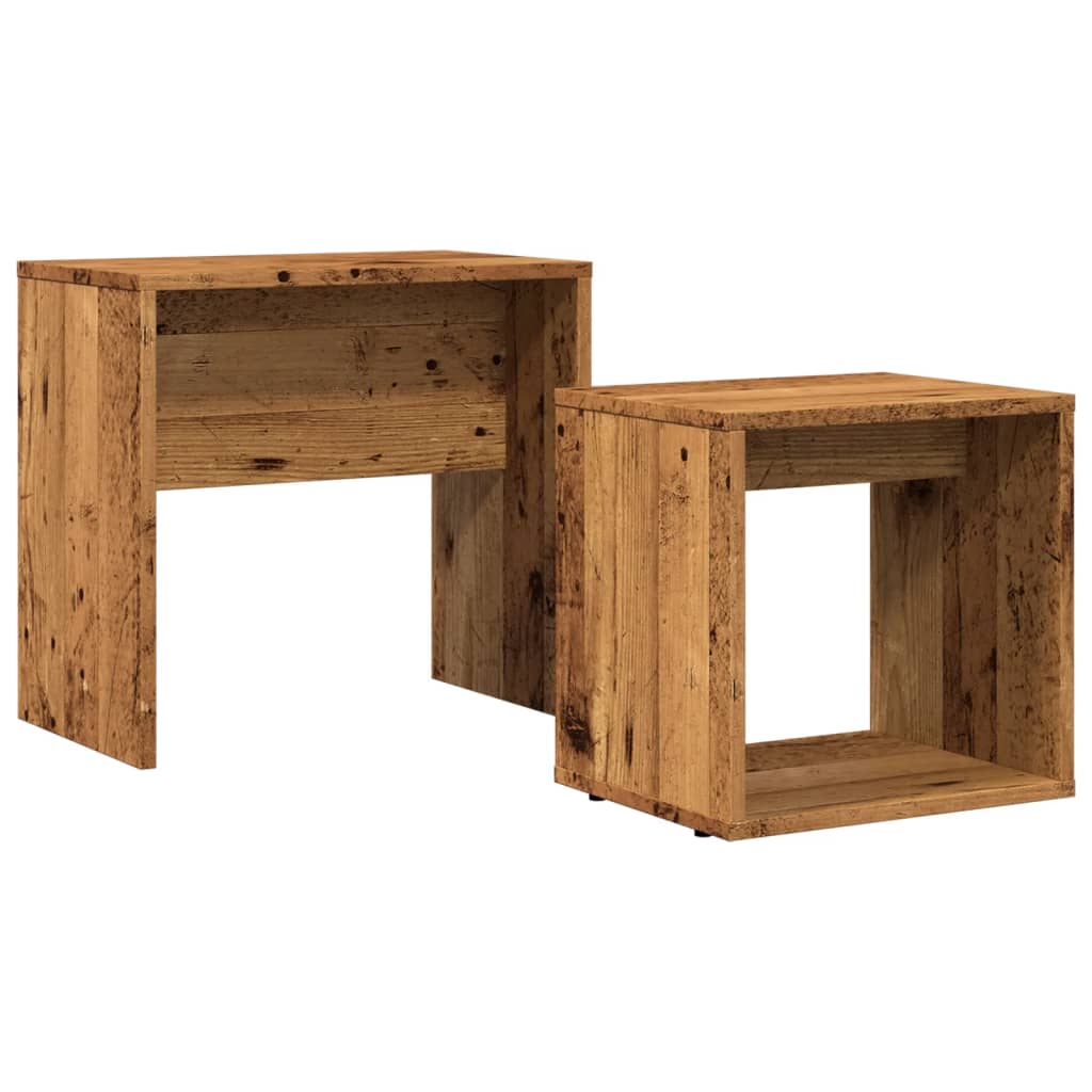 Stackable coffee tables, 2 pcs., old wood, processed wood