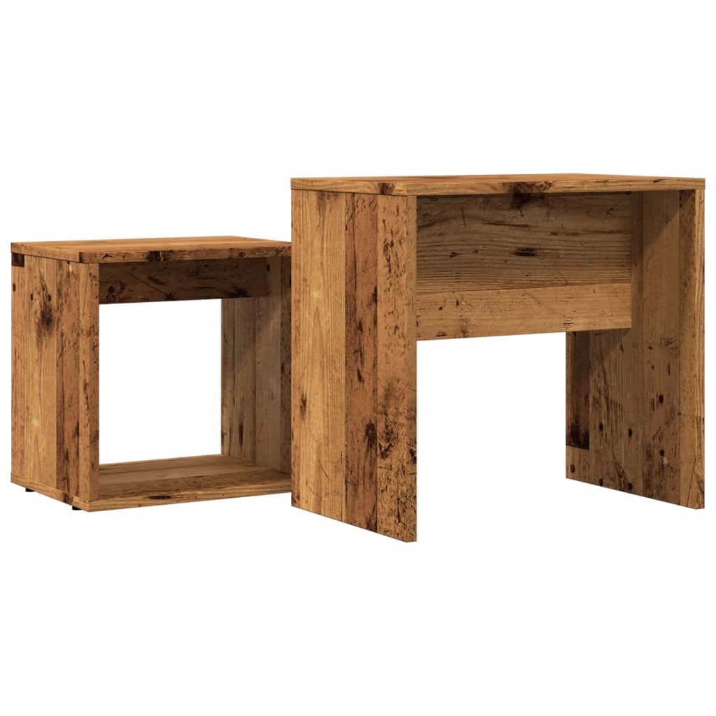 Stackable coffee tables, 2 pcs., old wood, processed wood