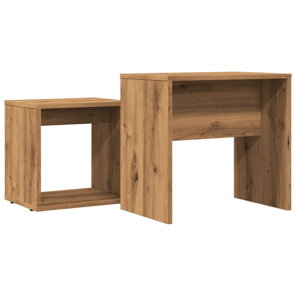 Stackable coffee tables, 2 pcs, handcrafted oak, processed wood