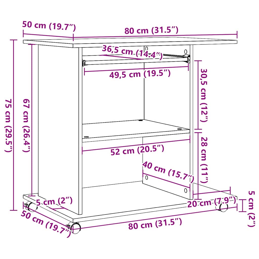 Birou pentru computer lemn vechi 80x50x75 cm din lemn prelucrat