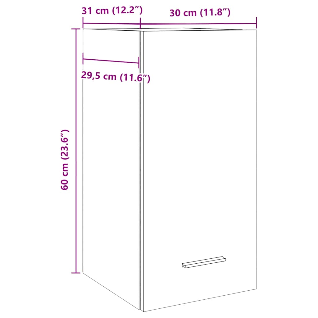 Wall cabinet, concrete grey, 30x31x60 cm, chipboard