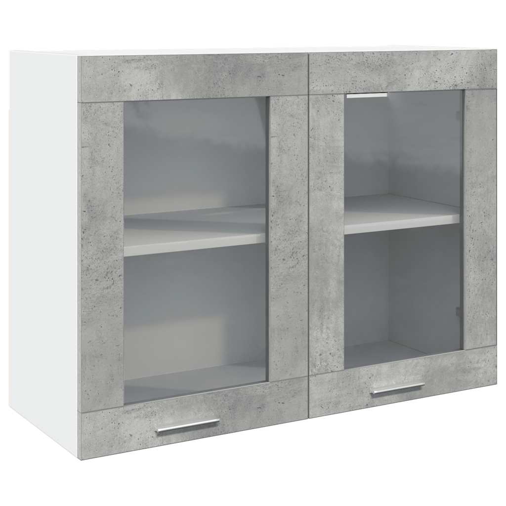 Concrete grey glass wall cabinet 80x31x60 cm