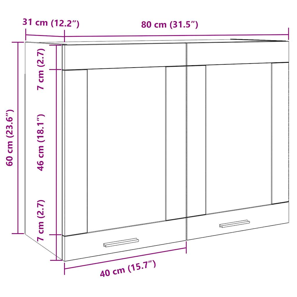 Dulap suspendat din sticlă gri beton 80x31x60 cm