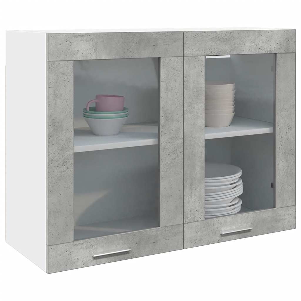 Concrete grey glass wall cabinet 80x31x60 cm