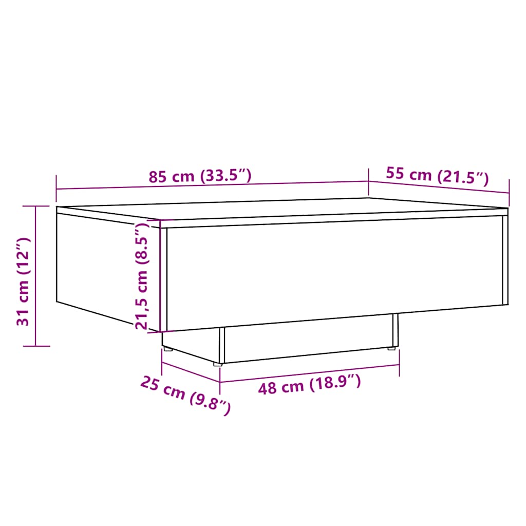 Coffee table, old wood, 85x55x31 cm, processed wood