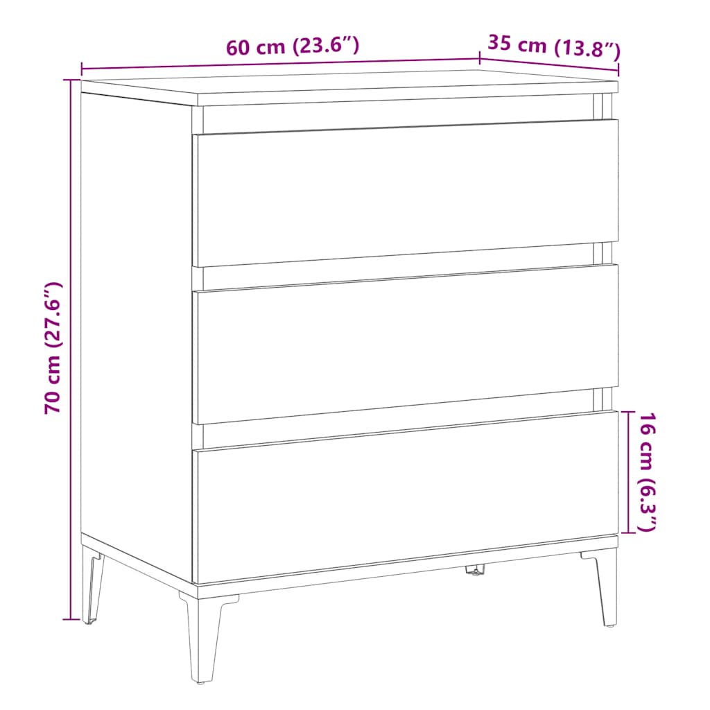 Old wooden sideboard 60x35x70 cm made of processed wood