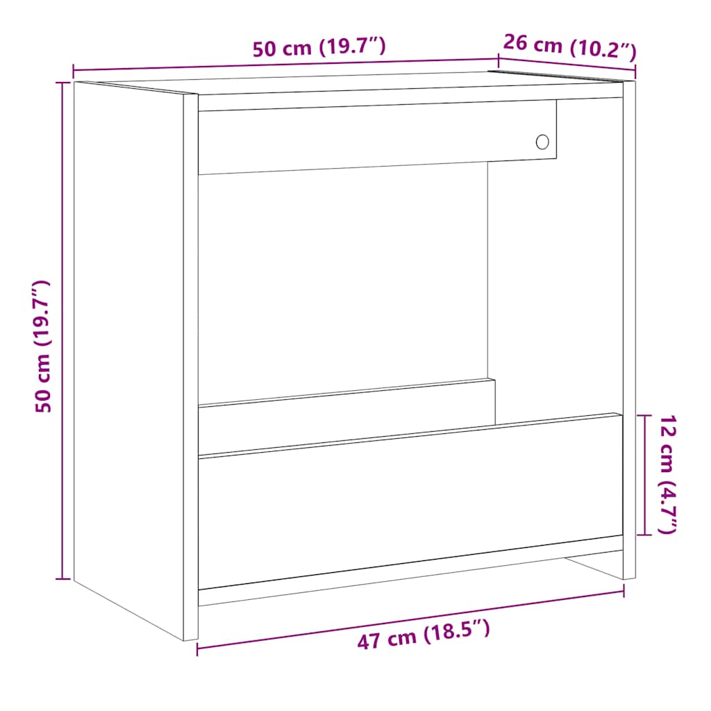 Side table, old wood, 50x26x50 cm, chipboard