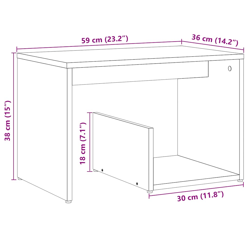 Side table, old wood, 59x36x38 cm, chipboard