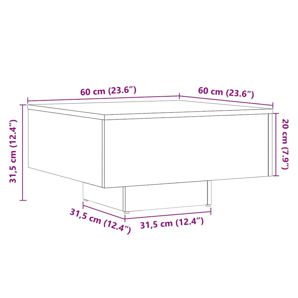 Coffee table, old wood, 60x60x31.5 cm, processed wood