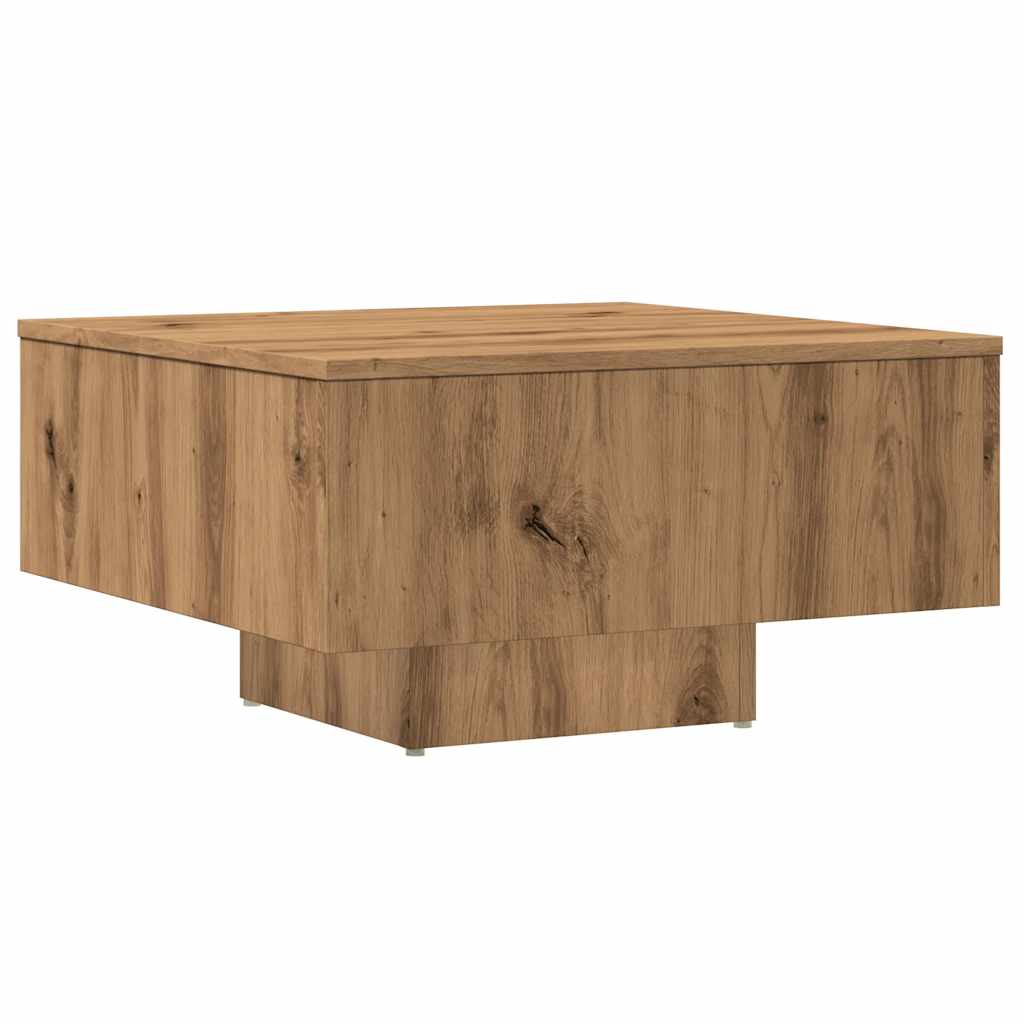 Coffee table, Artisanal oak, 60x60x31.5 cm processed wood