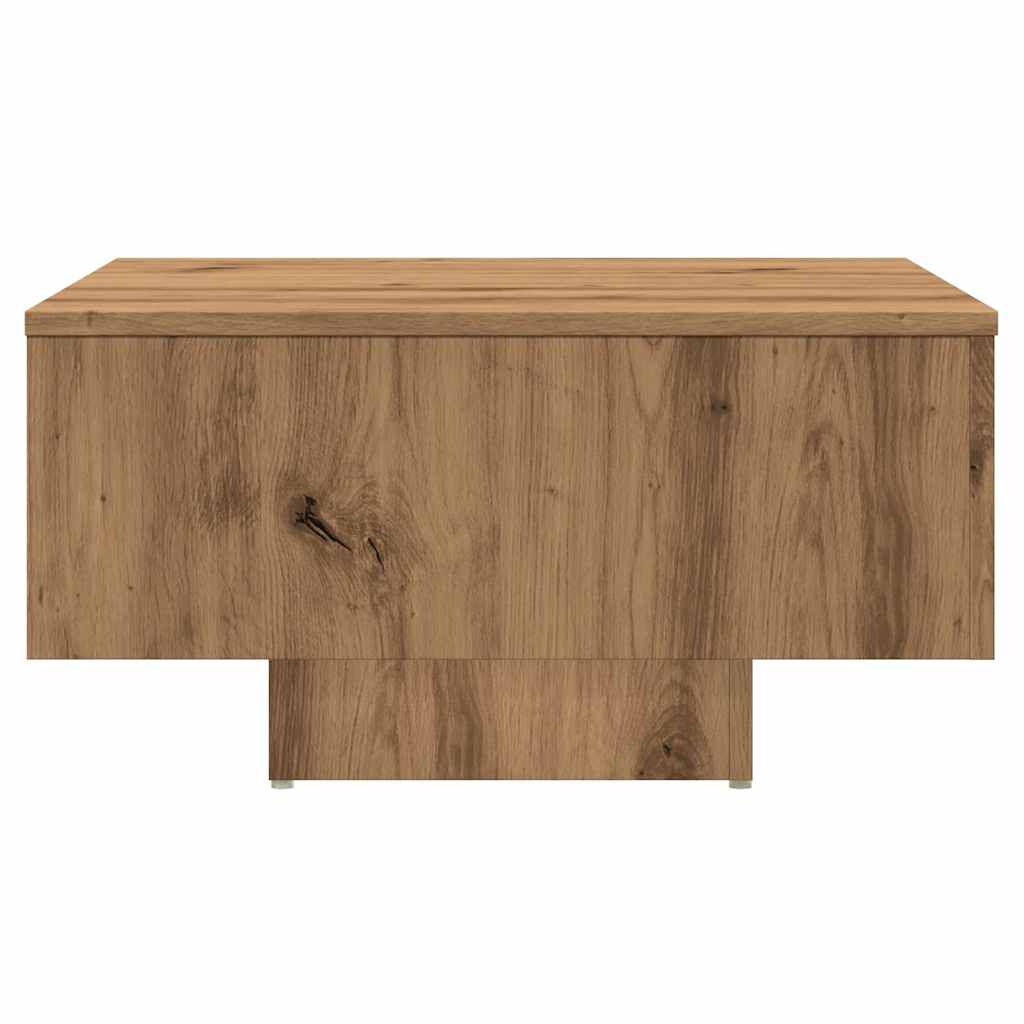 Coffee table, Artisanal oak, 60x60x31.5 cm processed wood