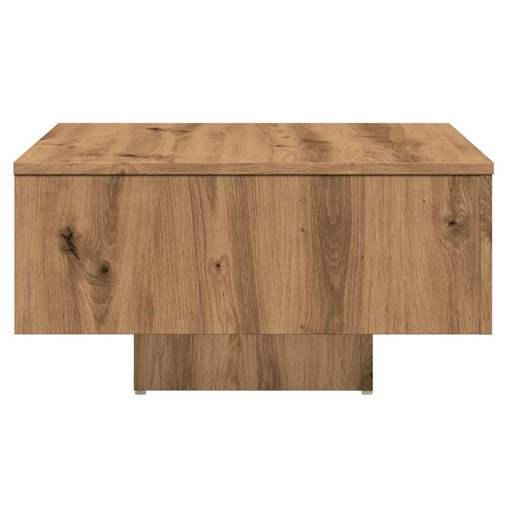 Coffee table, Artisanal oak, 60x60x31.5 cm processed wood