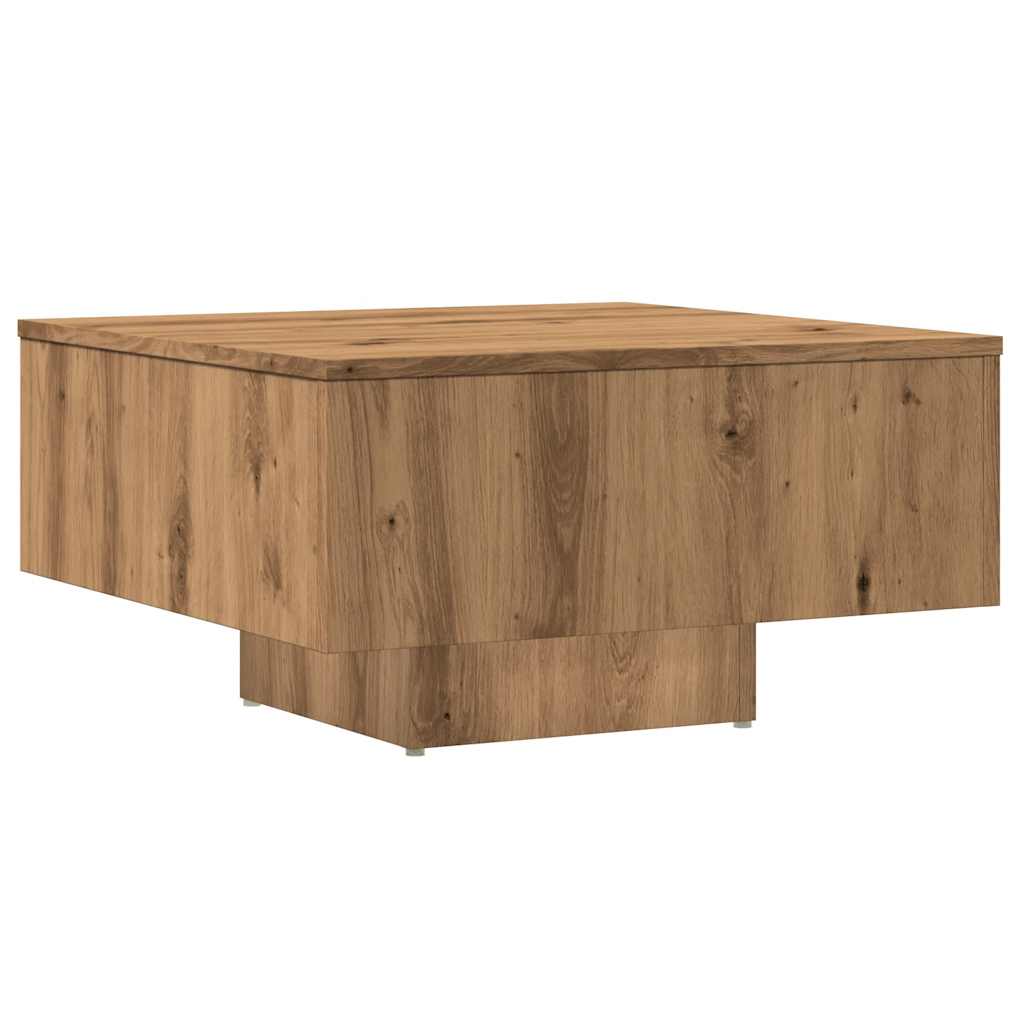 Coffee table, Artisanal oak, 60x60x31.5 cm processed wood